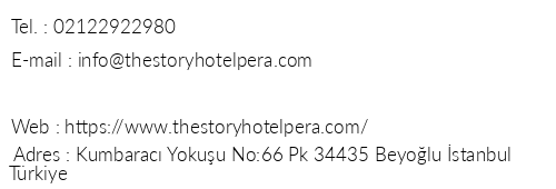 The Story Hotel Pera telefon numaralar, faks, e-mail, posta adresi ve iletiim bilgileri